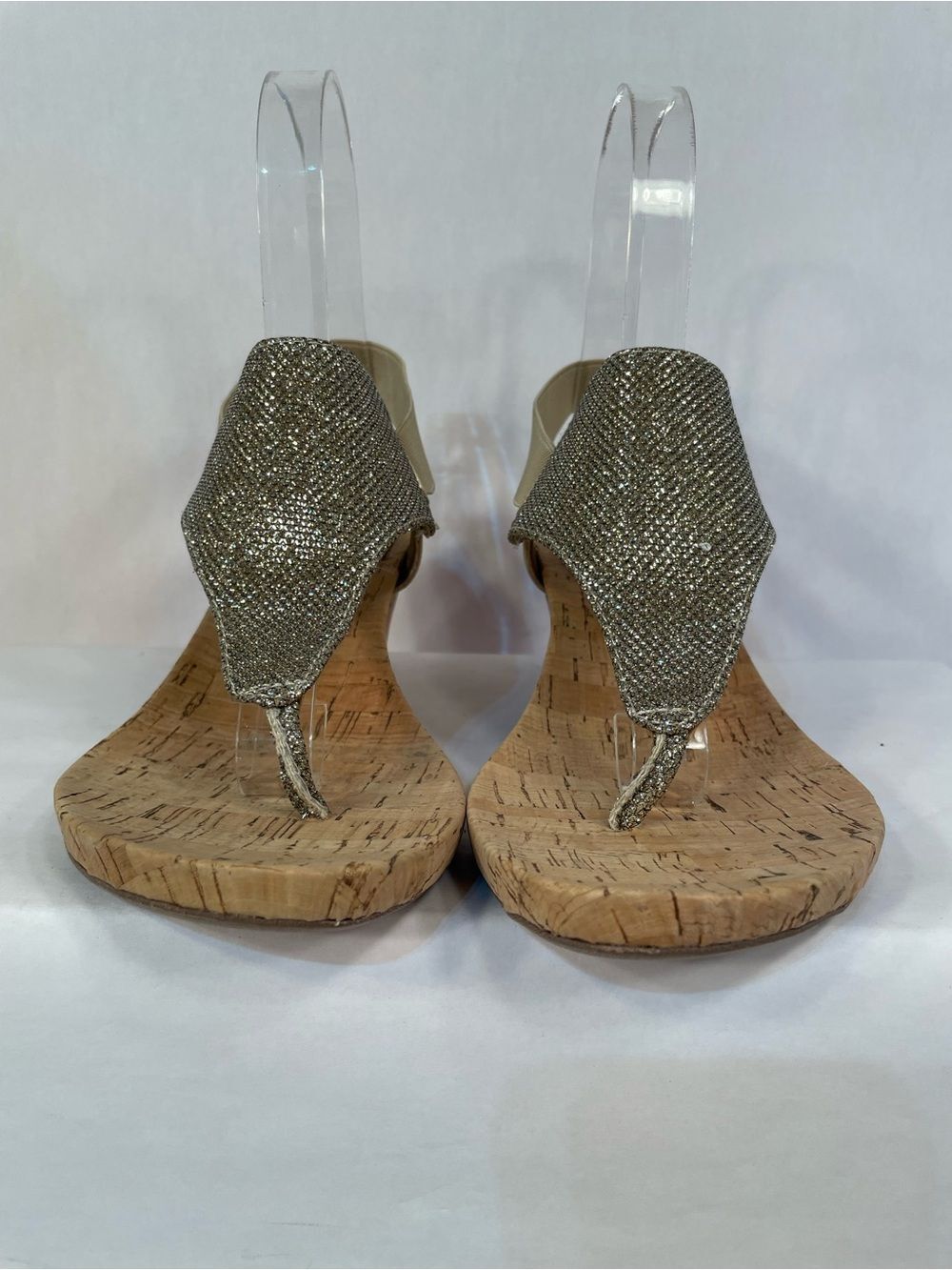 Silver Glitter Cork Thong Sandals - Women - Picture 3 of 8